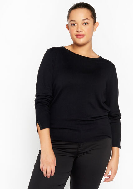Pullover with boat neck - BLACK - 04005789_1119