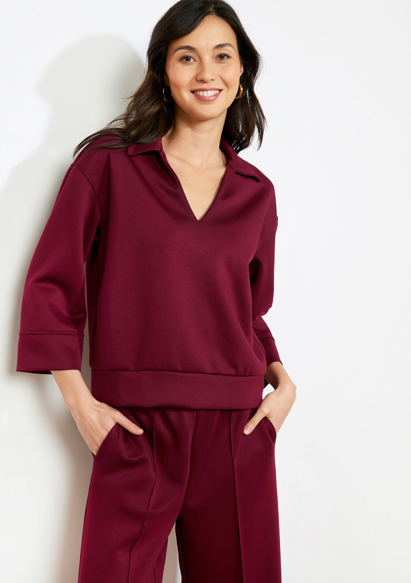 Sweatshirt met V-hals, , back