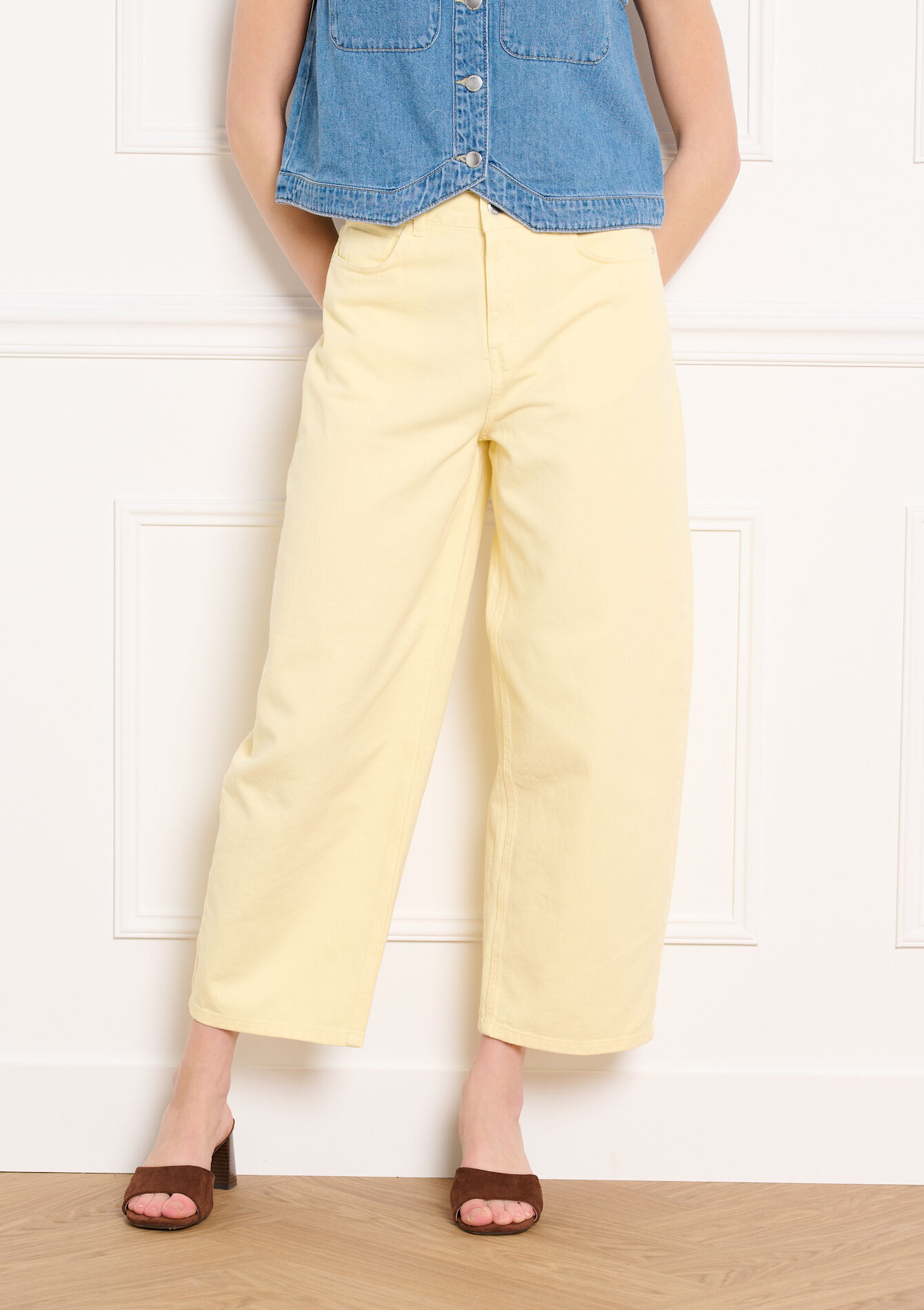 Hoge taille barrel broek - YELLOW PASTEL - 06004732_5004