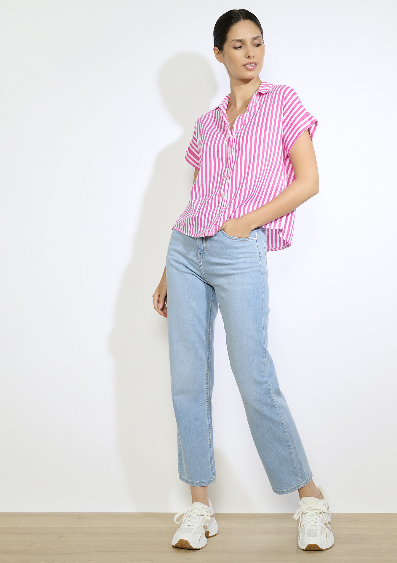 Luchtige gestreepte blouse, Luchtige gestreepte blouse - FUCHSIA - 05702845_5626