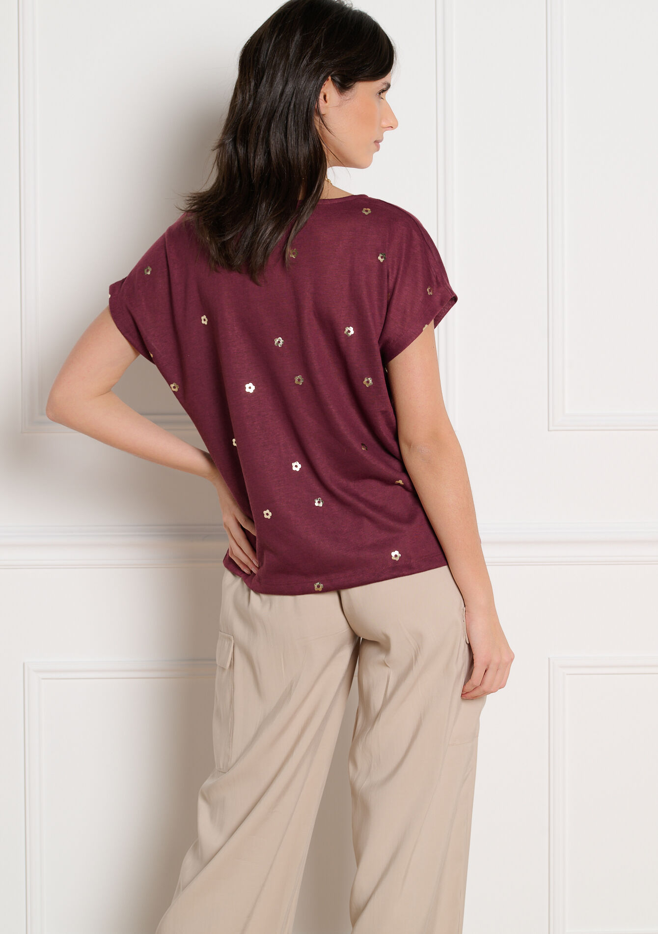 T-shirt à imprimé foil - AUBERGINE - 02301945_1537