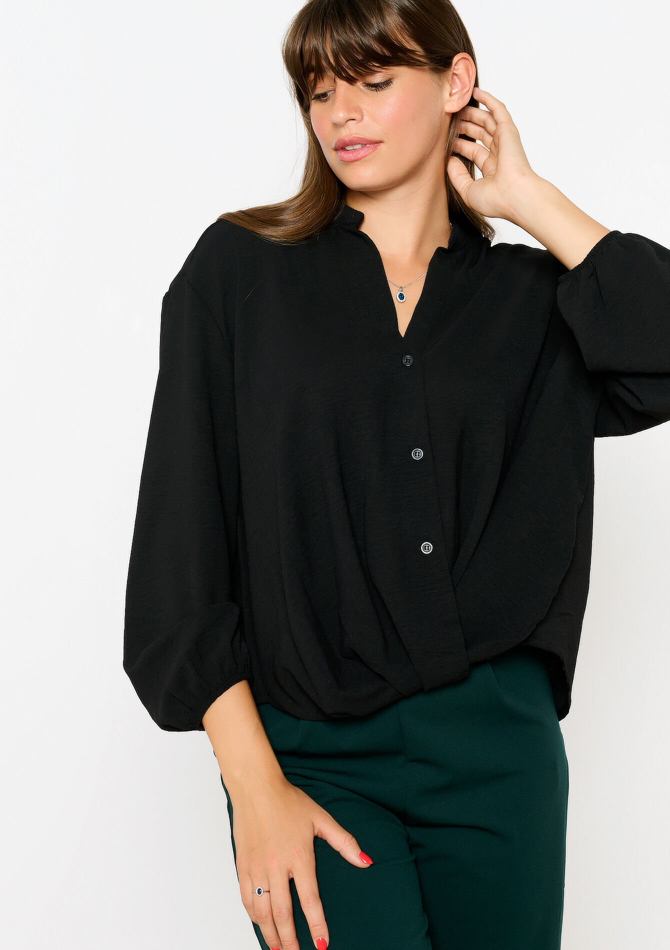 Hemd met tunesische kraag - BLACK - 05702643_1119