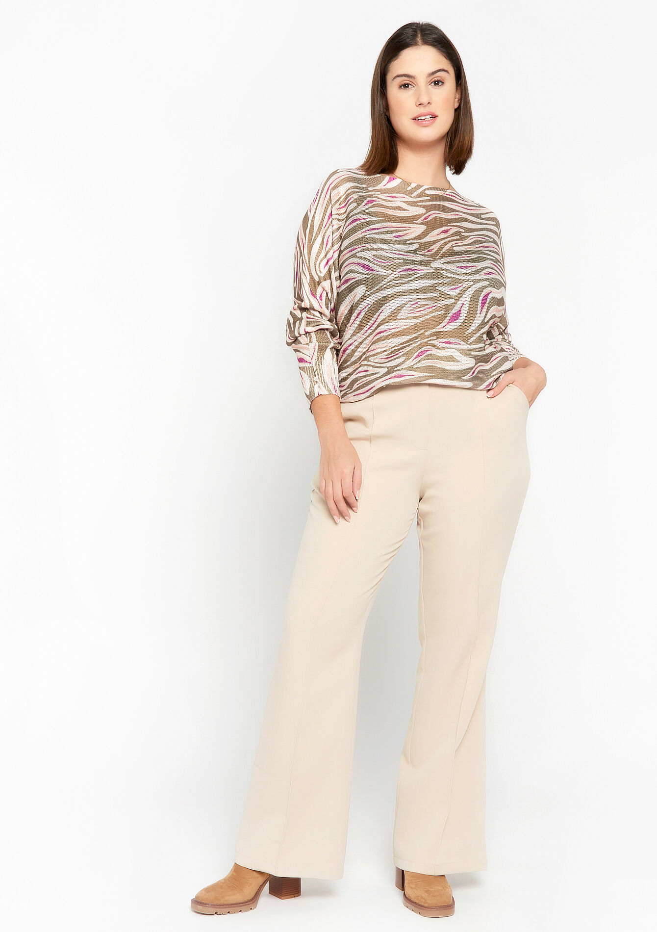 Pullover with zebra print - KHAKI MED - 04006114_4327