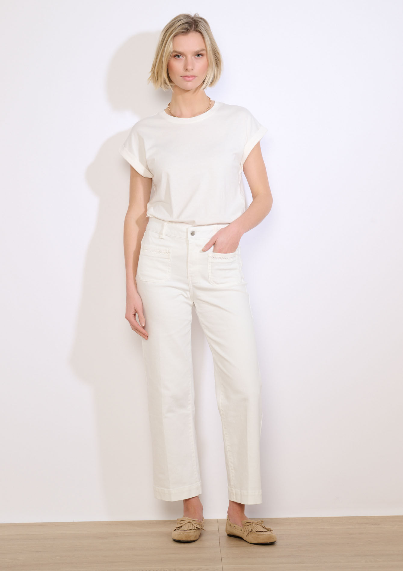 Wijde 7/8 broek met zakken - OPTICAL WHITE - 06004666_1019