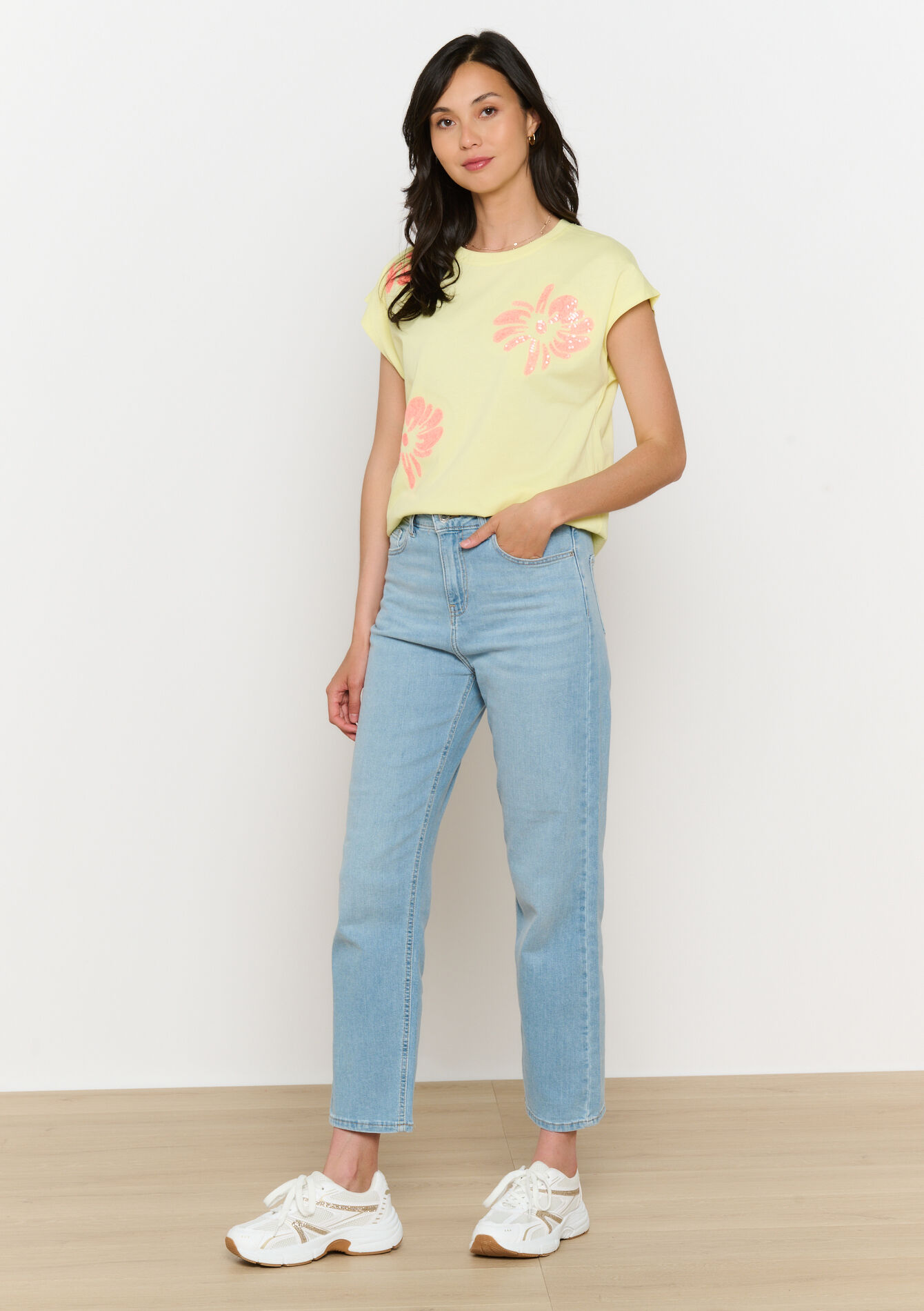 T-shirt à fleurs fluide, T-shirt à fleurs fluide - OPTICAL WHITE - 02301780