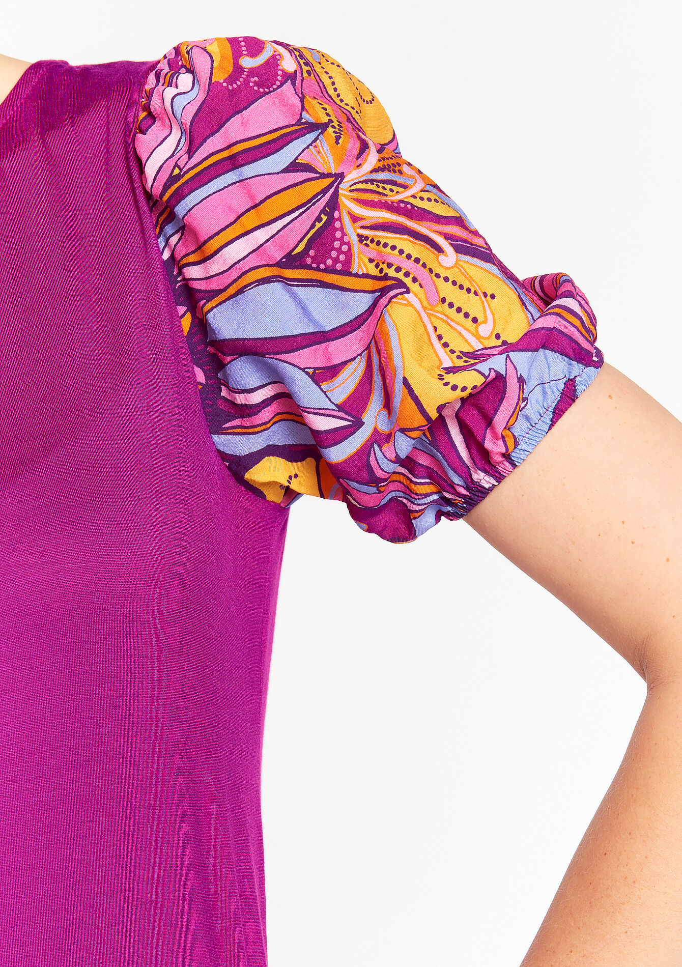 T-shirt with balloon sleeves, T-shirt with balloon sleeves - VIOLINE - 1080402