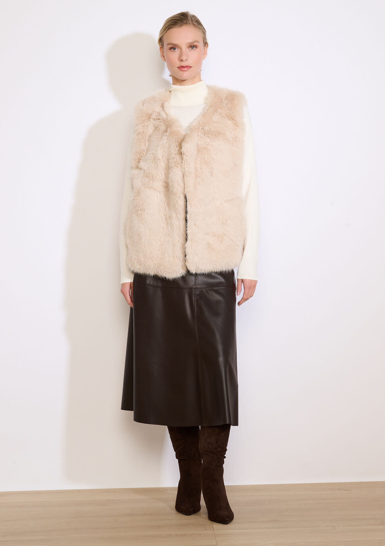 Zachte mouwloze gilet, Zachte mouwloze gilet - LT BEIGE - 23000771_2527