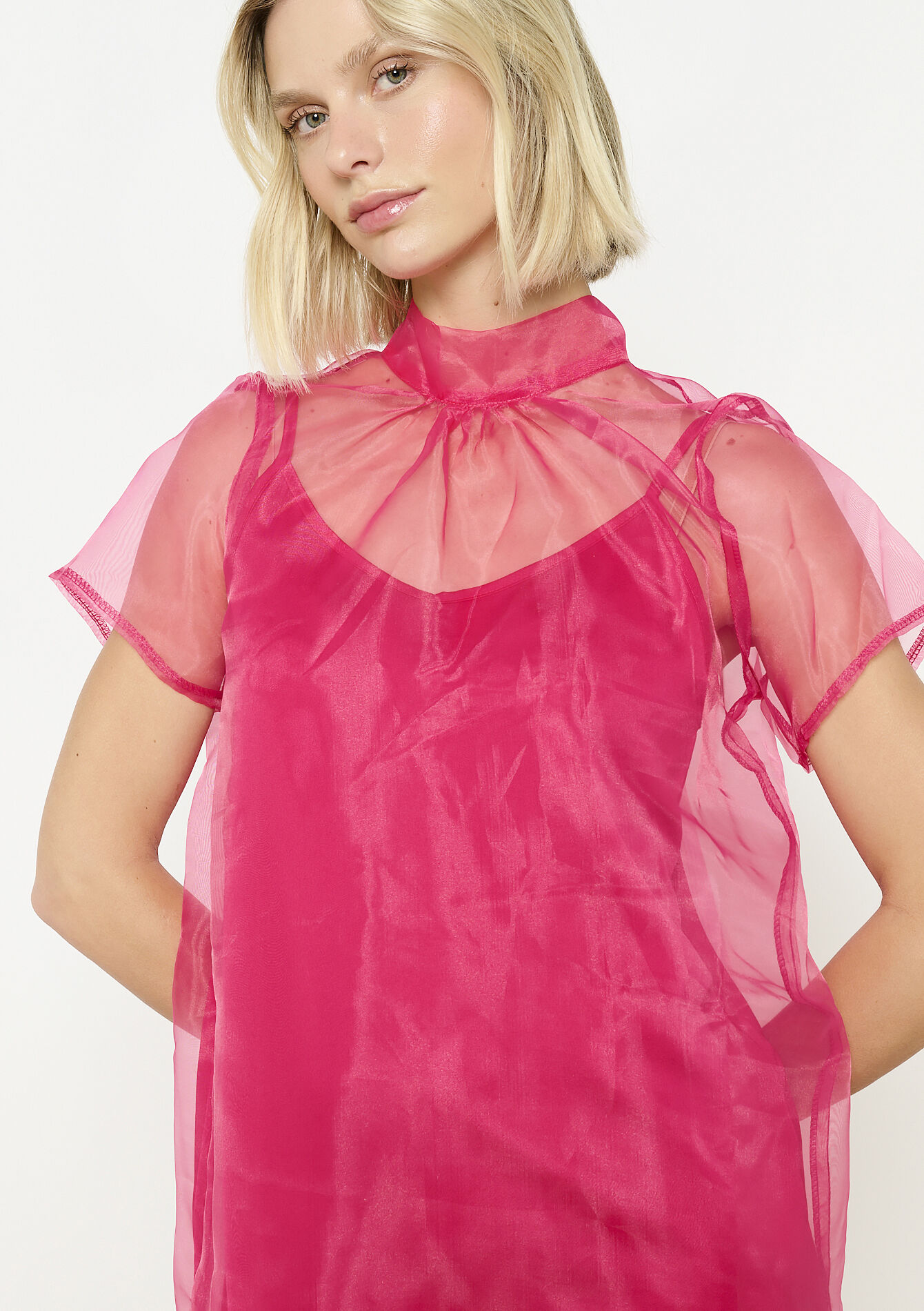 Robe organza en superposition, Robe organza en superposition - FUCHSIA - 08104144_5626