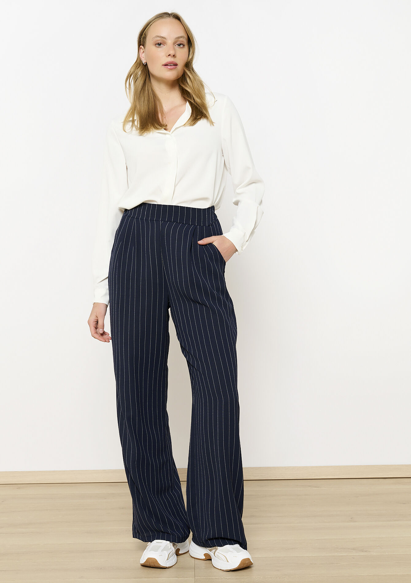 Losvallende broek met strepen, Losvallende broek met strepen - NAVY BASIC - 06600974_2723