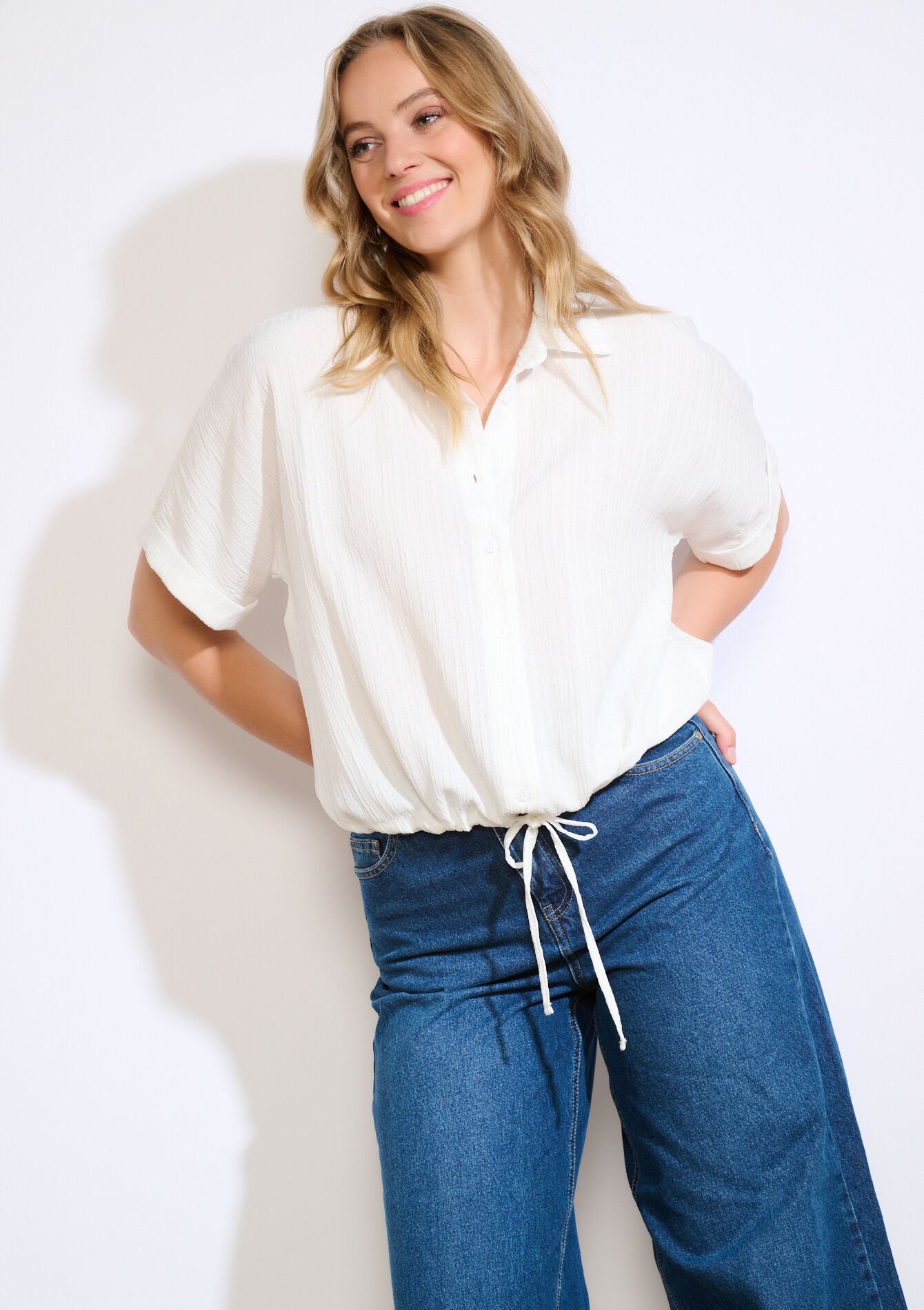 Chemise ample texturée, Chemise ample texturée, , back