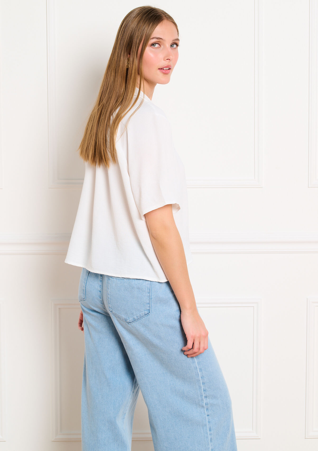 Vloeiende blouse met polokraag - OPTICAL WHITE - 05703062_1019