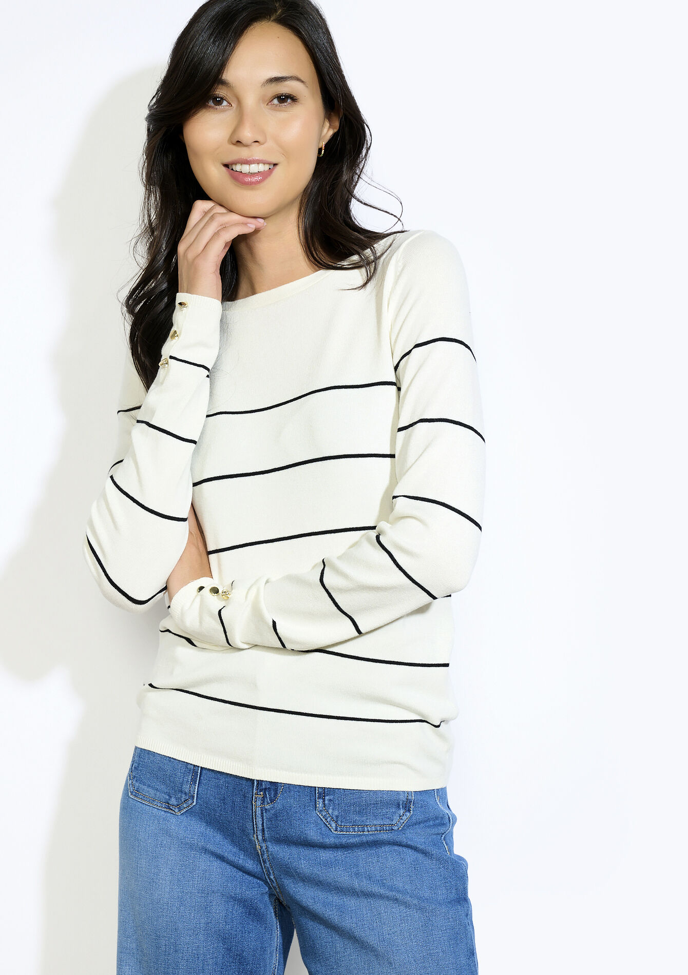 Striped long-sleeve knit - OFFWHITE - 04006873