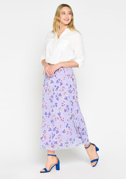Floral print pleated skirt - LILAC BRIGHT - 07101099_2578