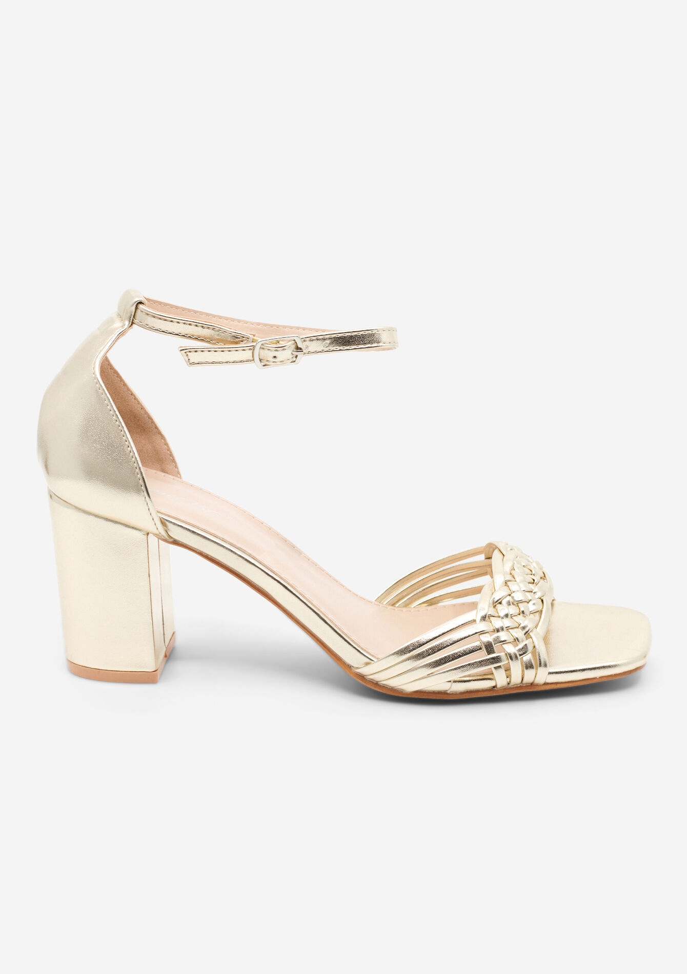 Gevlochten sandalen met hak, Gevlochten sandalen met hak - GOLD - 13000813