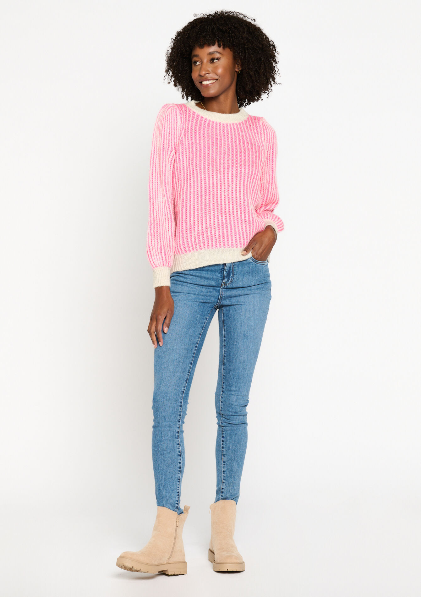 Striped pullover, Striped pullover - FUCHSIA - 04006338_5626