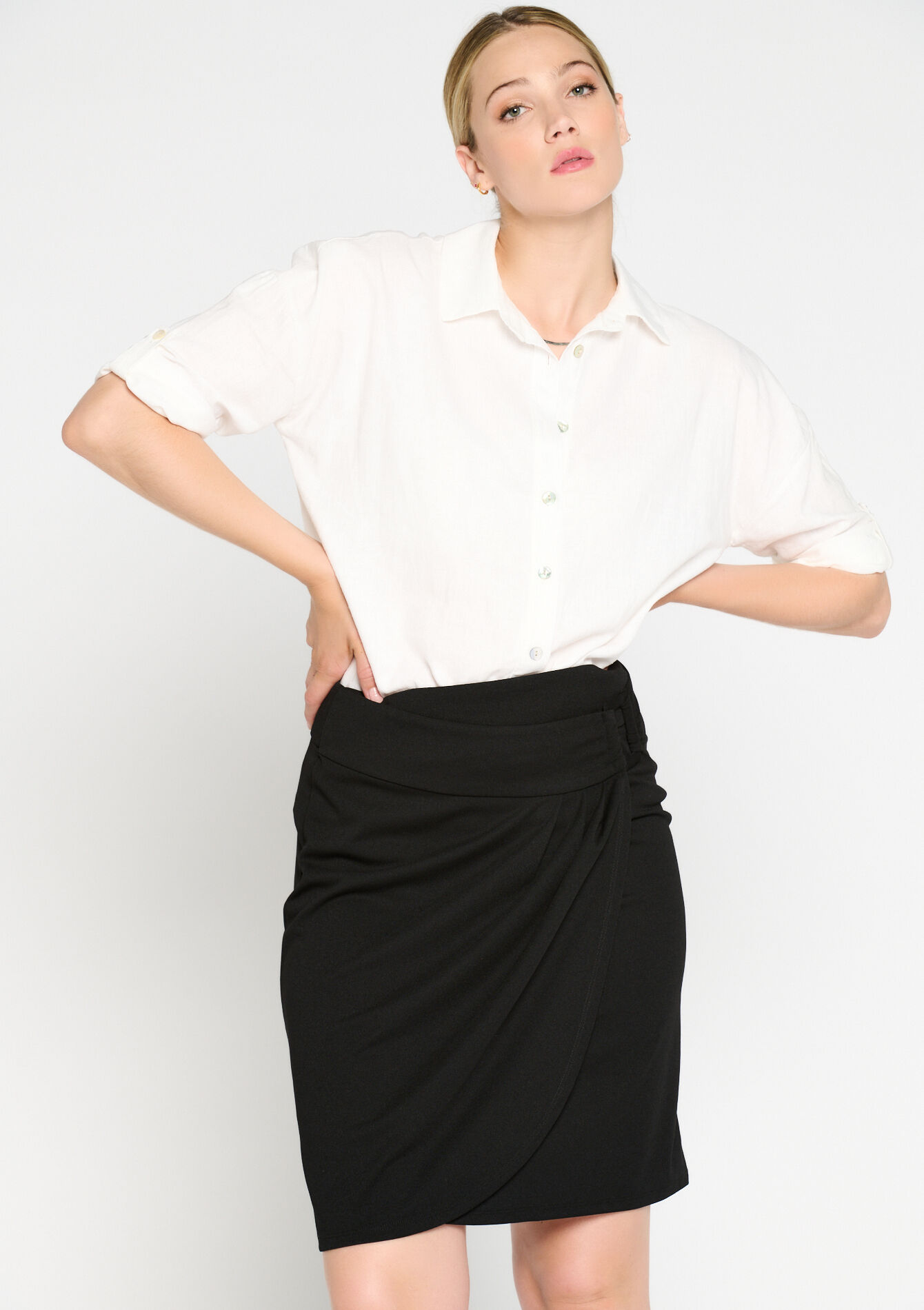 Wrap skirt - BLACK - 07101120_1119