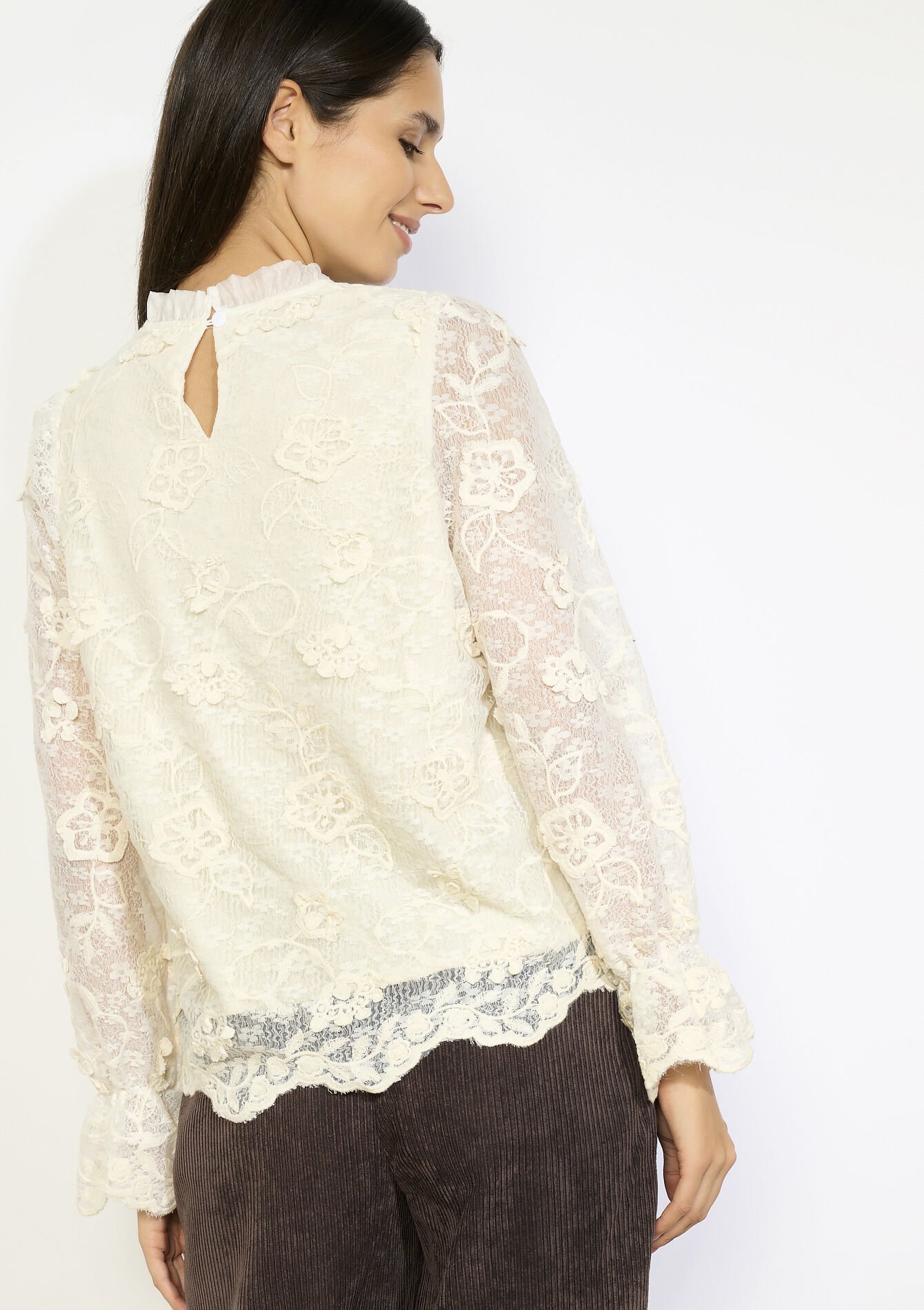 Blouse en dentelle, Blouse en dentelle - VANILLA WHITE - 05702879_1013