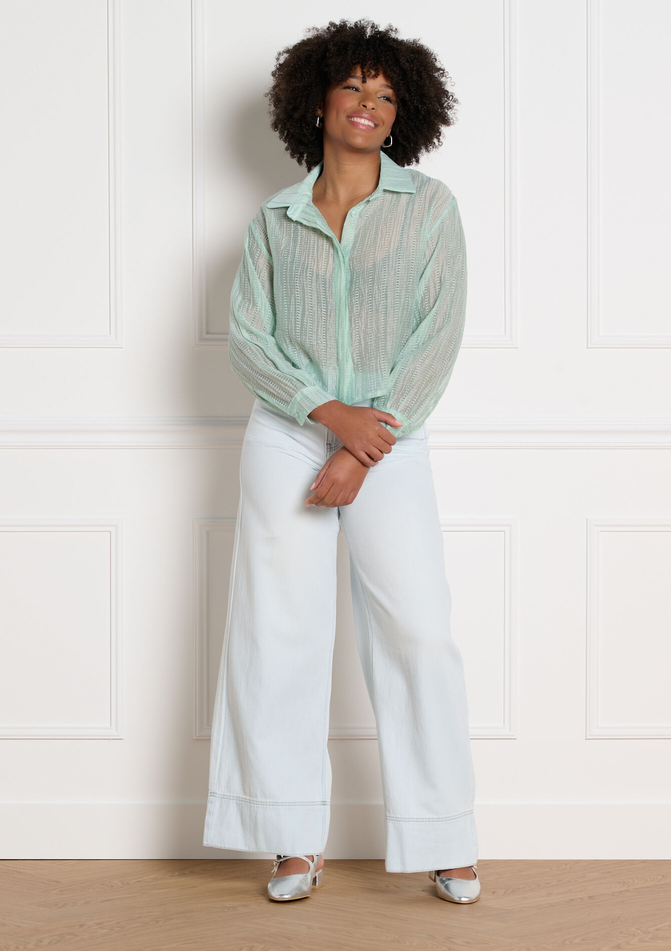 Licht getextureerd hemd - MINT GREEN - 05703057_1723