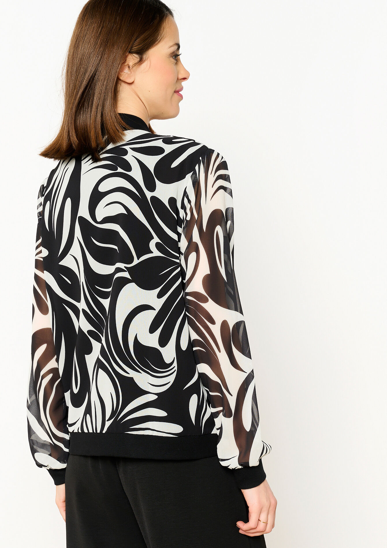 Veste fluide à imprimé fleuri  - BLACK - 09100913_1119