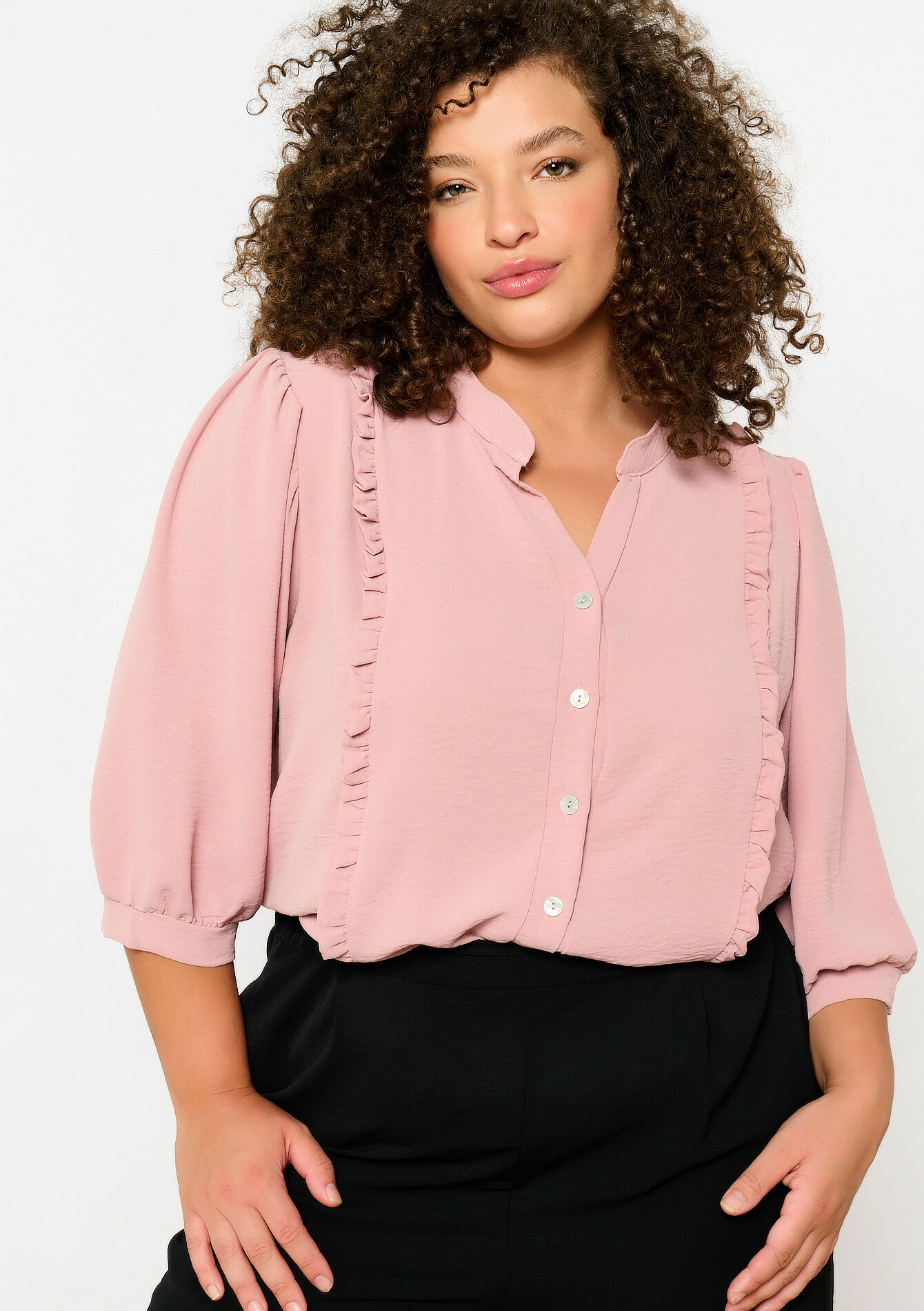 Blouse met ruches, Blouse met ruches - NUDE PINK - 05702493_1301
