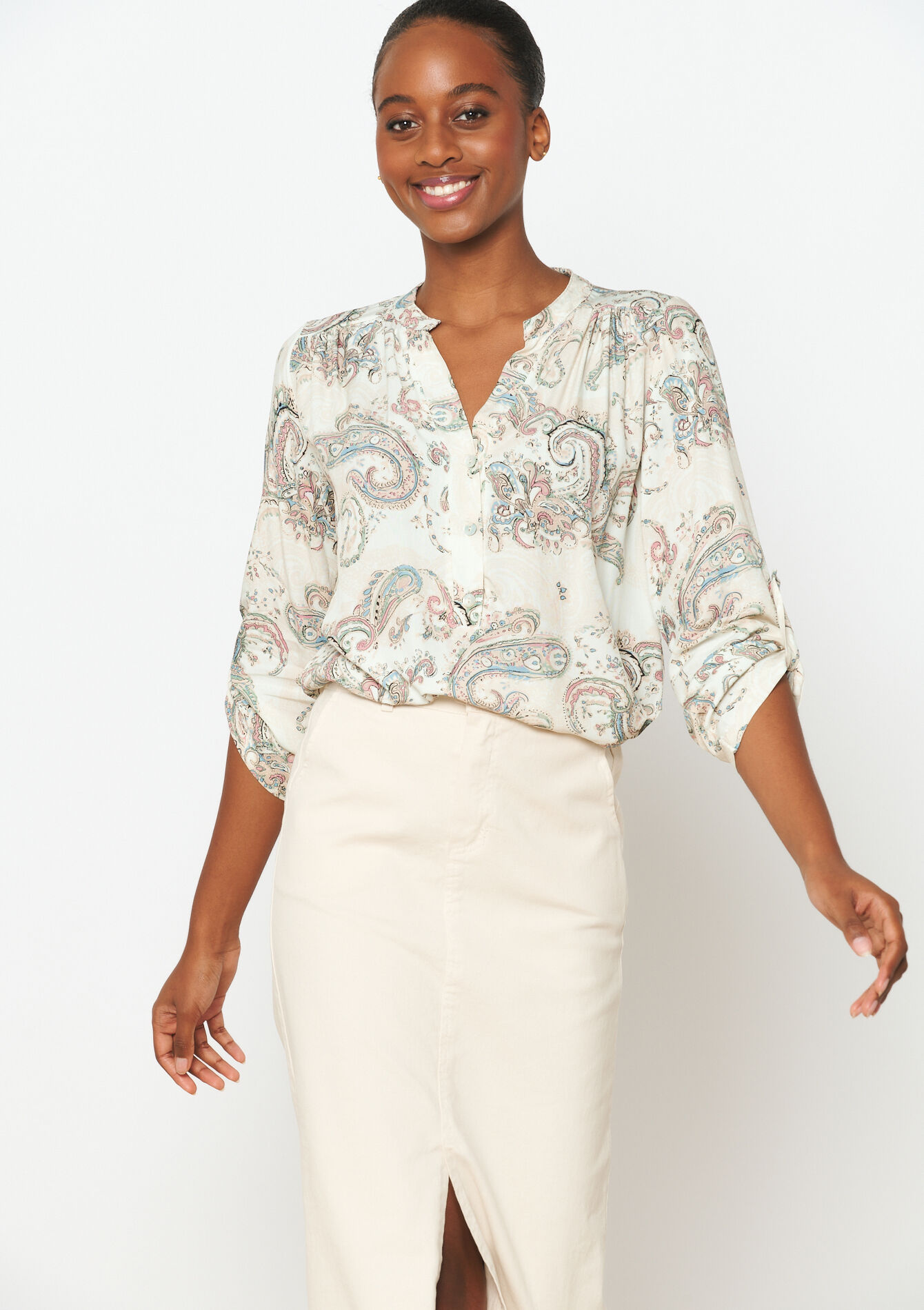 Blouse met paisleyprint, Blouse met paisleyprint - NATURAL WHITE - 05702487_2510