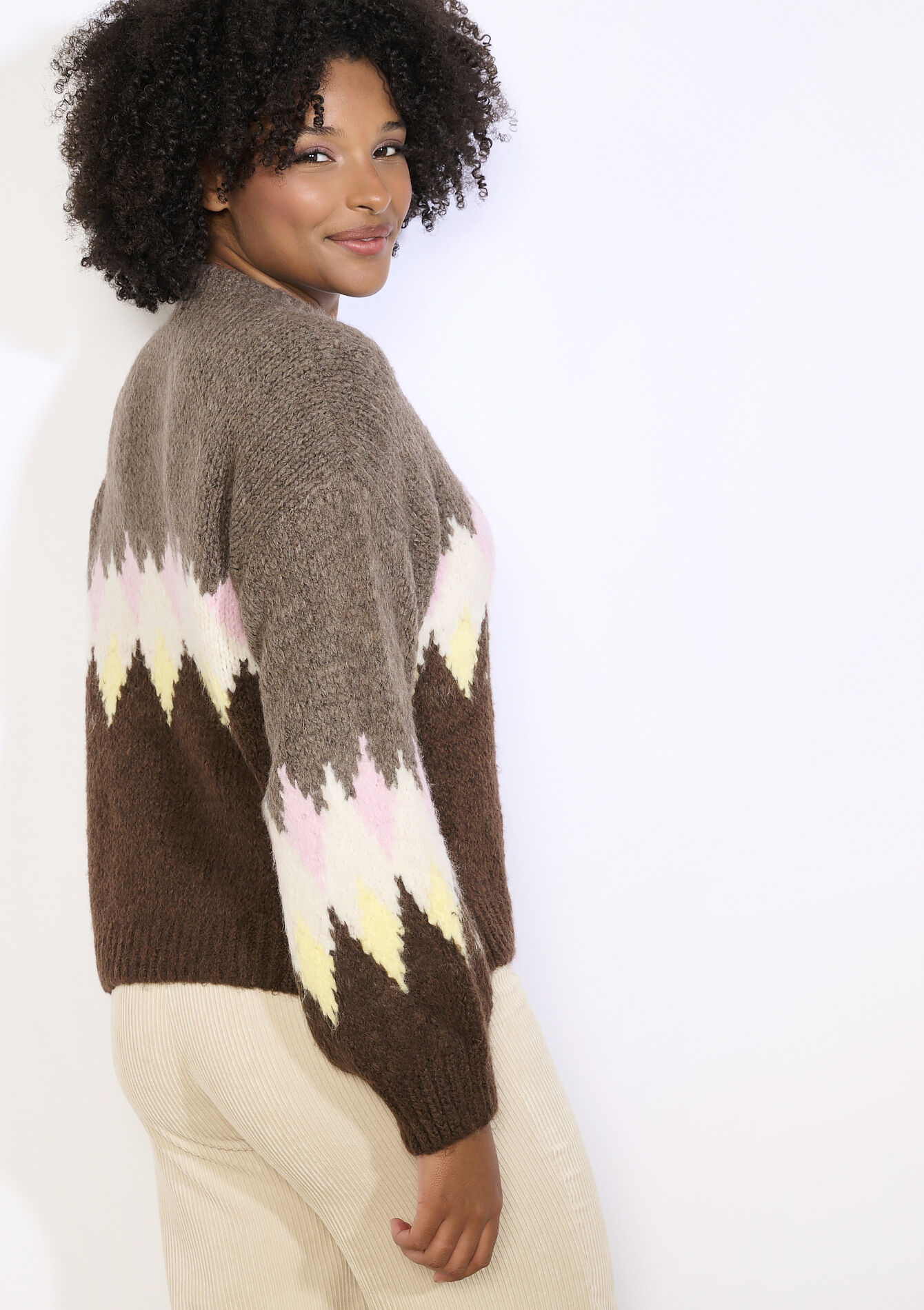 Pull à motif graphique - BROWN DARK CHOCOLATE - 04007117