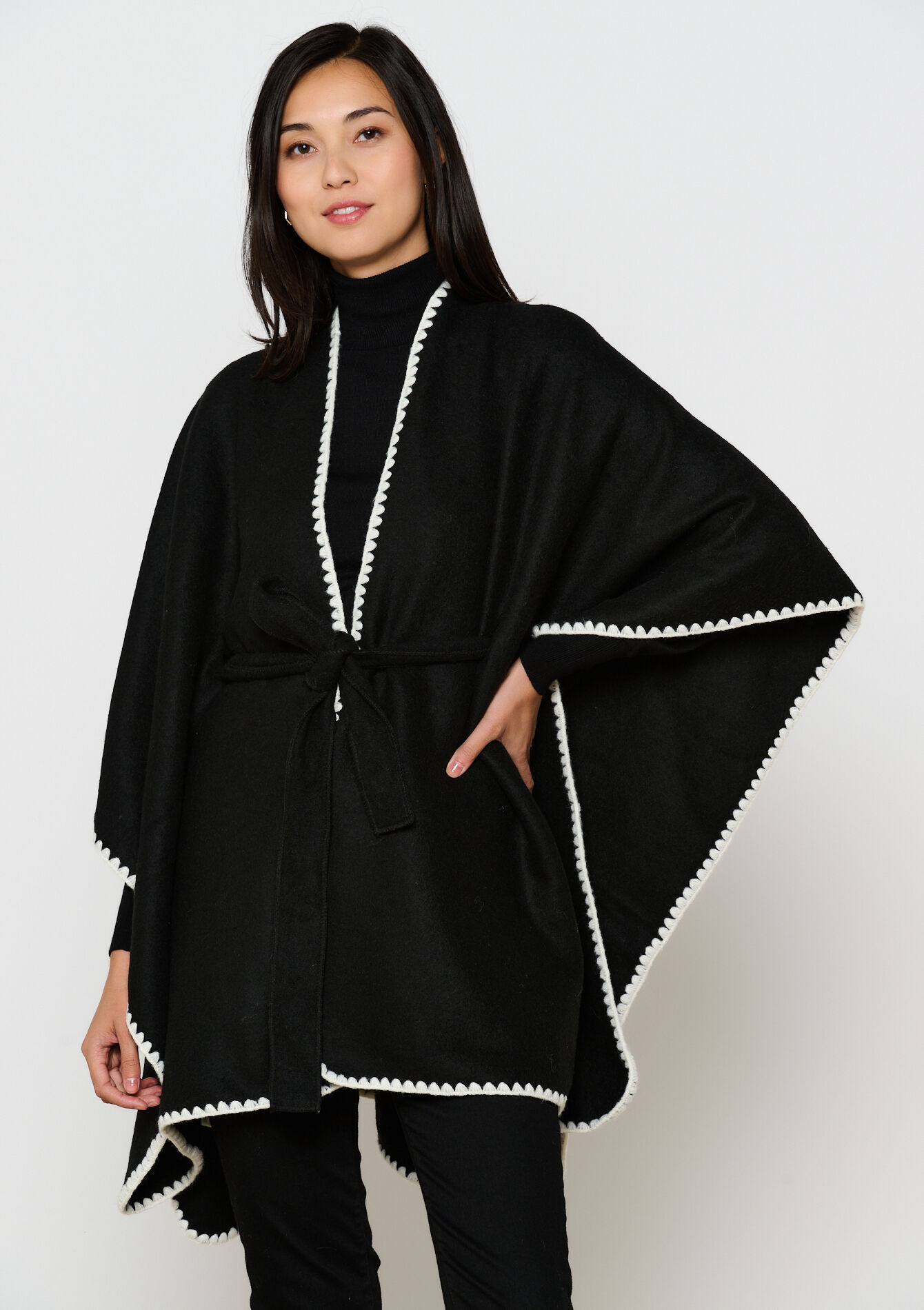 Wollen poncho, Wollen poncho - BLACK - 17101156_1119