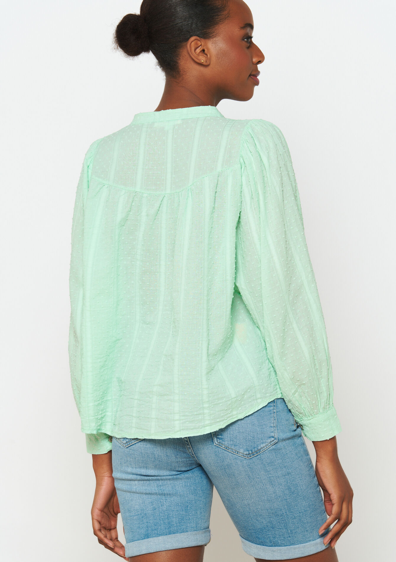 Chemise à plumetis, Chemise à plumetis - LIME - 05702484_4711