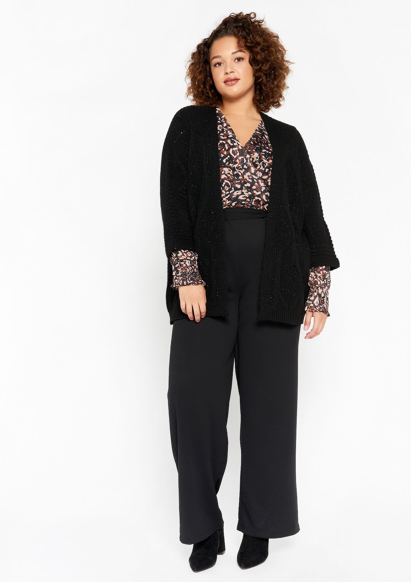 Cardigan en lurex, Cardigan en lurex - BLACK - 04100997_1119