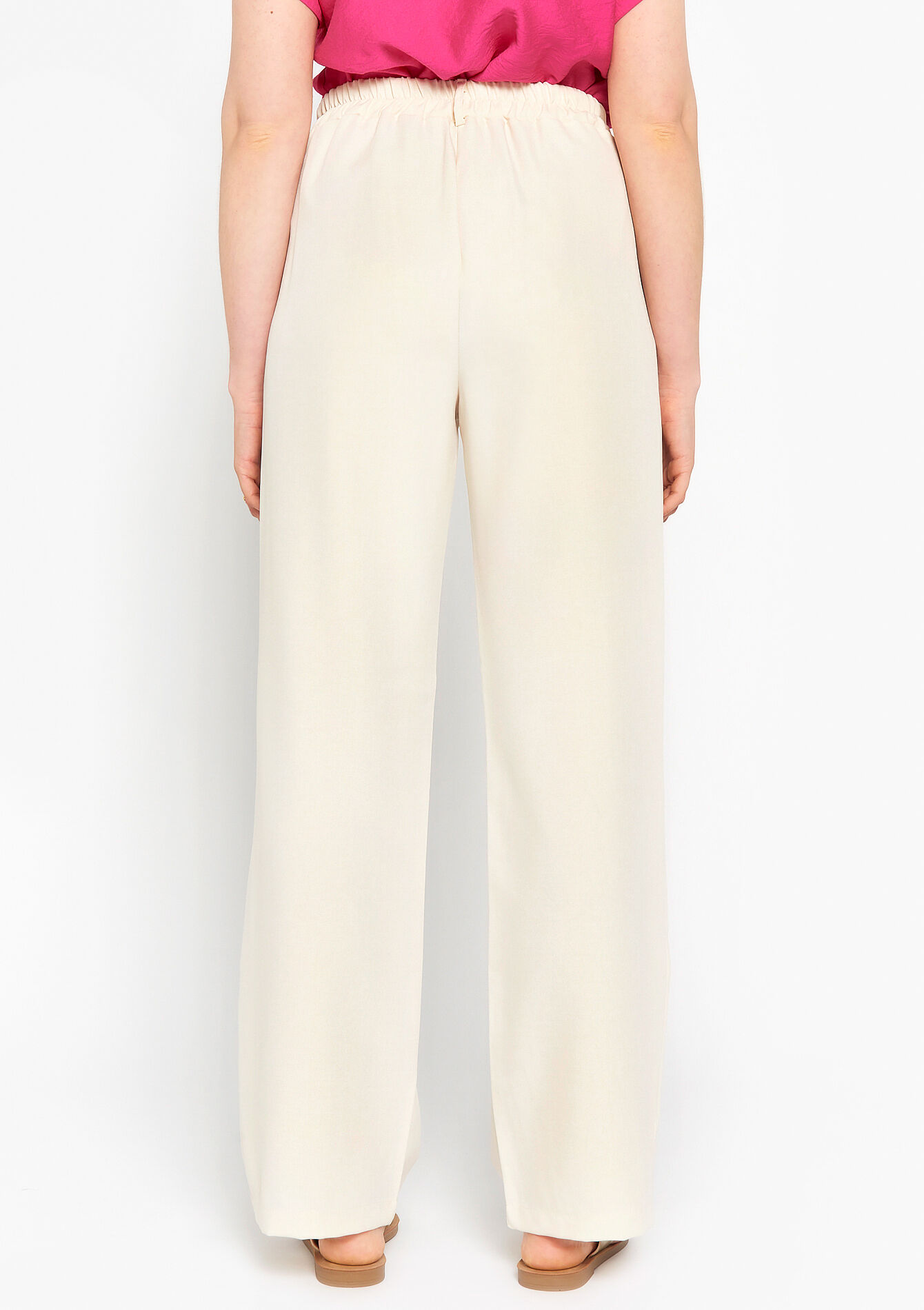 Wide trousers with linen look, Wide trousers with linen look - LT BEIGE - 06600764_2527