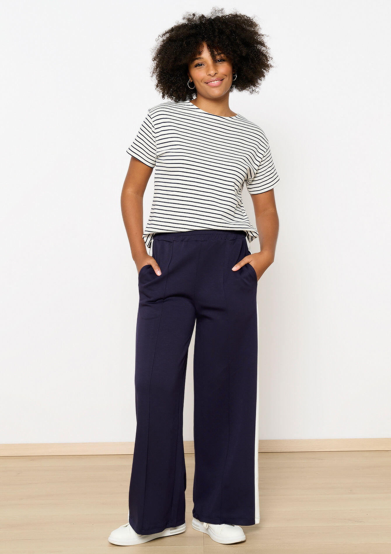 T-shirt à rayures à manches courtes, T-shirt à rayures à manches courtes - OFFWHITE - 02301632_1001