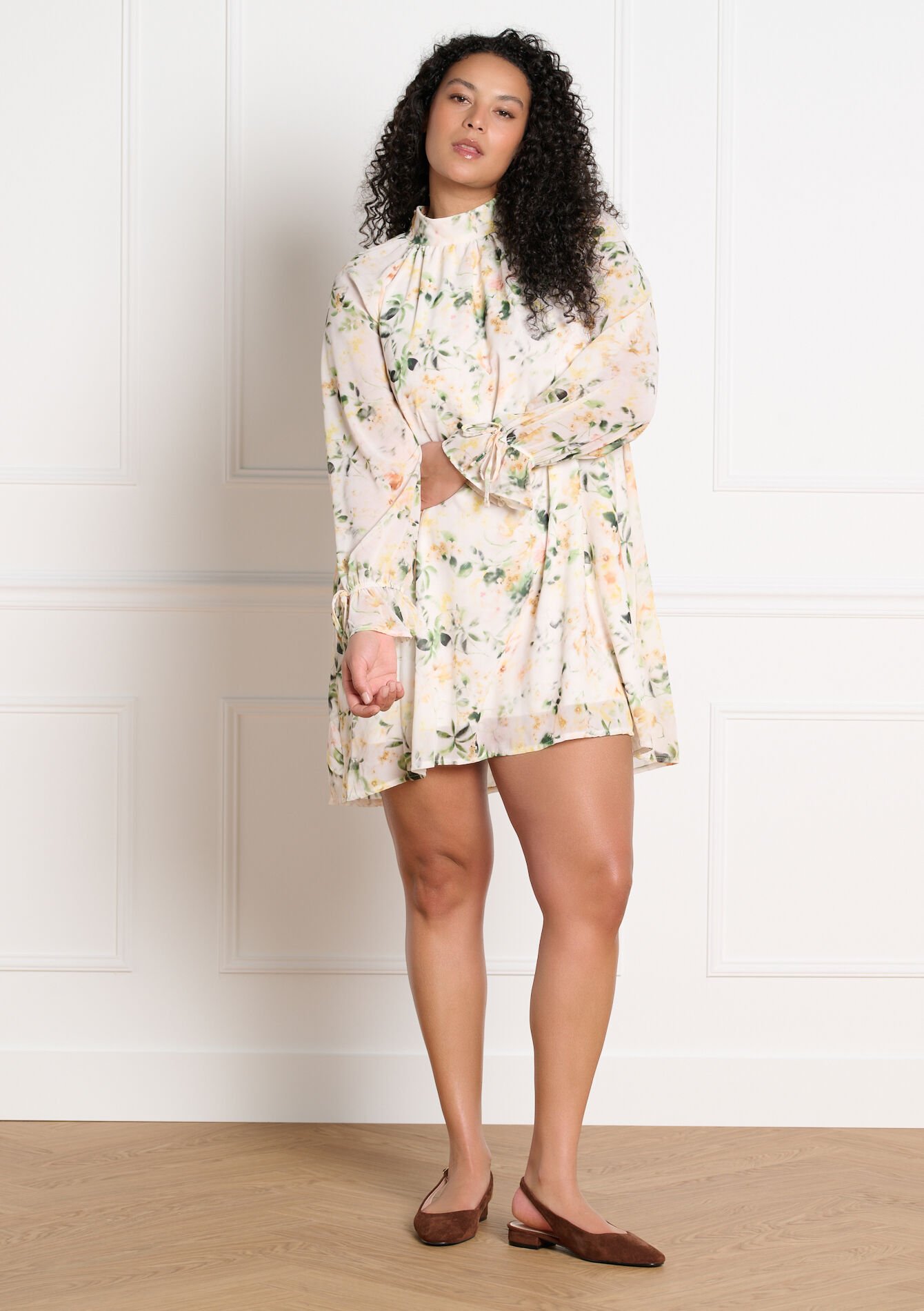 Robe fluide à fleurs, Robe fluide à fleurs - YELLOW PASTEL - 08104466_5004