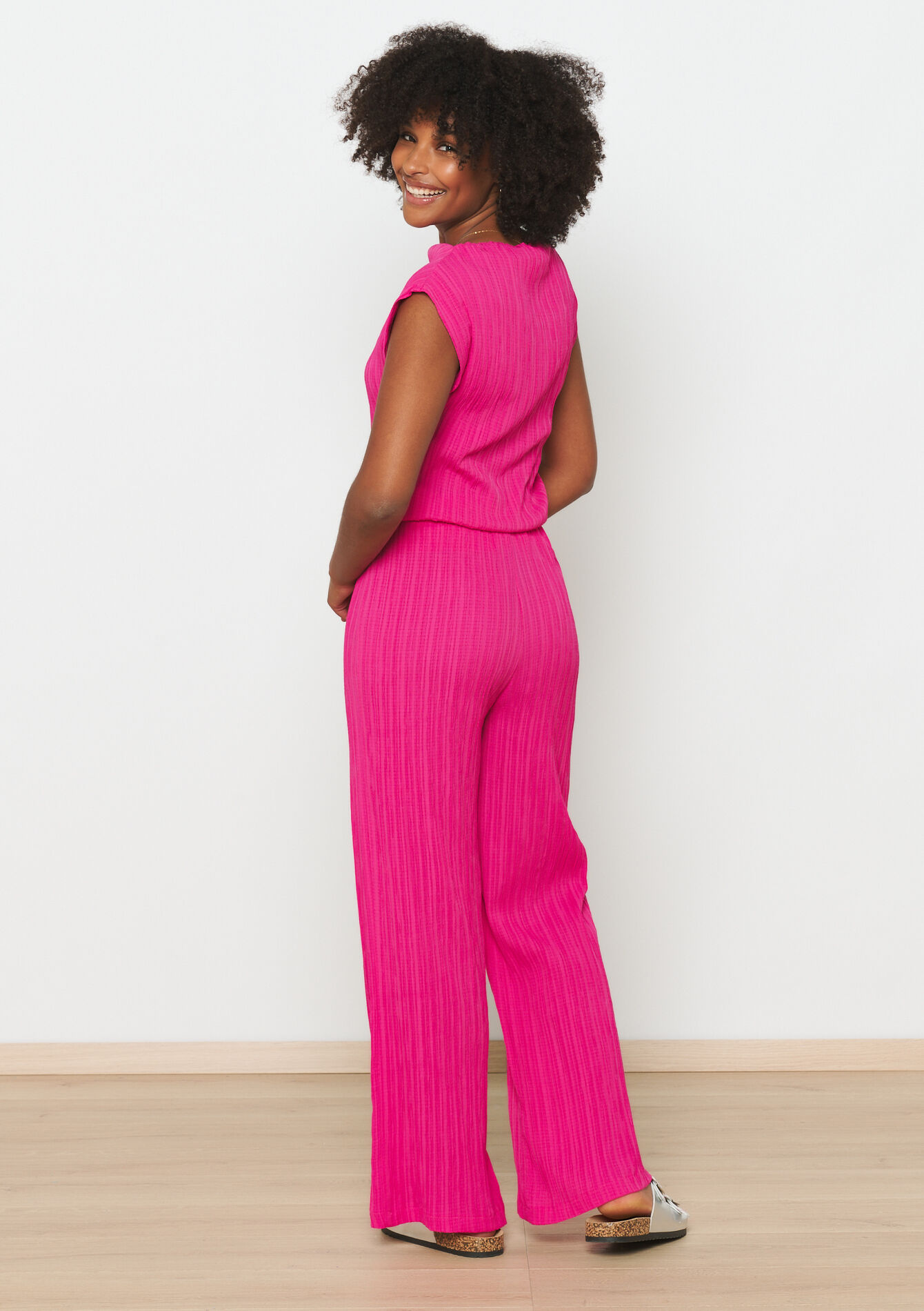 Broek met plissé, Broek met plissé - FUCHSIA - 06600829_5626