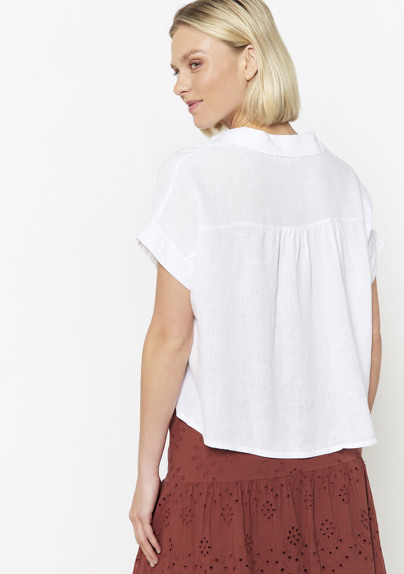 Linnen blouse met knoopsluiting, Linnen blouse met knoopsluiting - OPTICAL WHITE - 05702839_1019