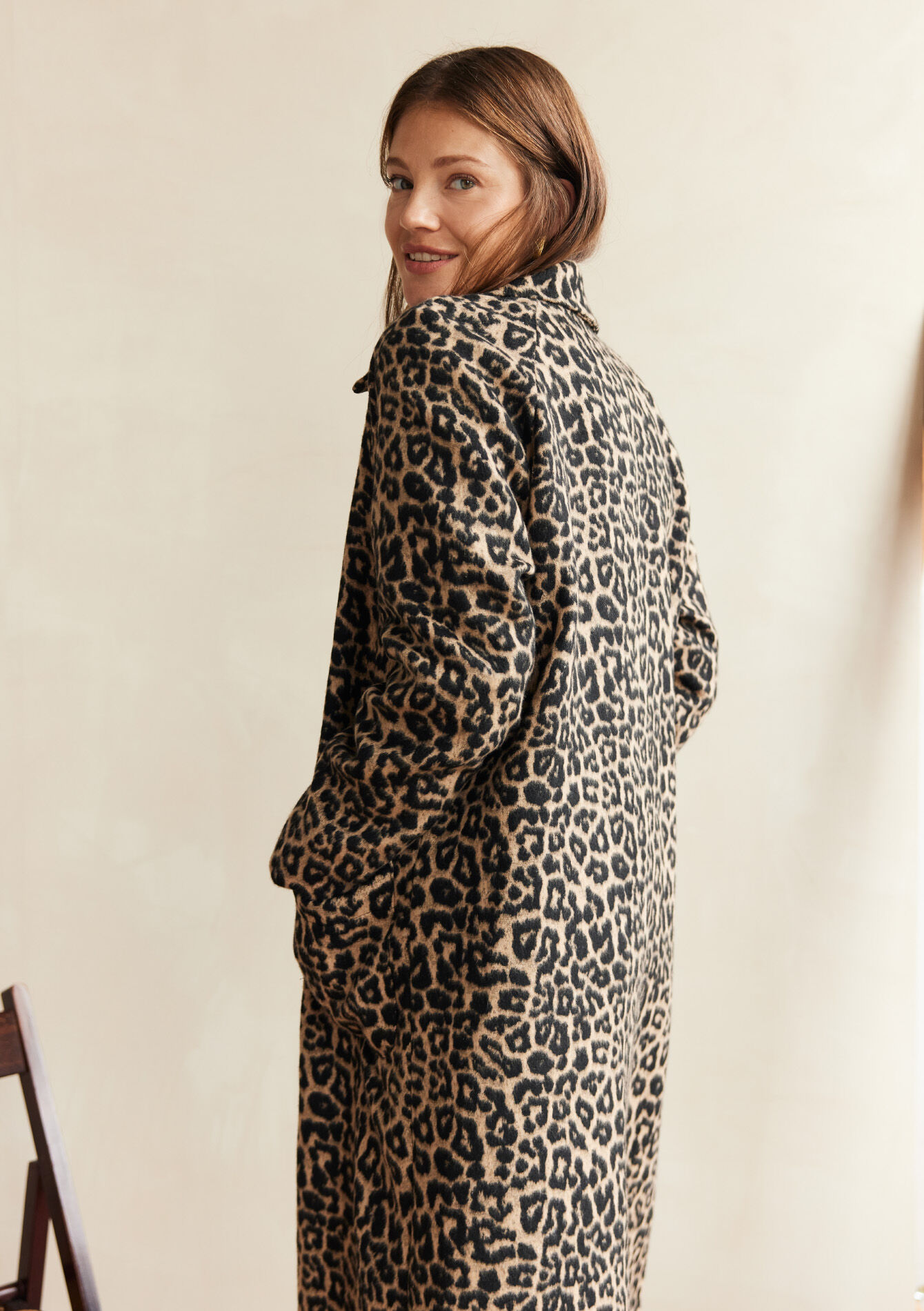 Manteau long à imprimé léopard - LIGHT CAMEL - 23000714_3814