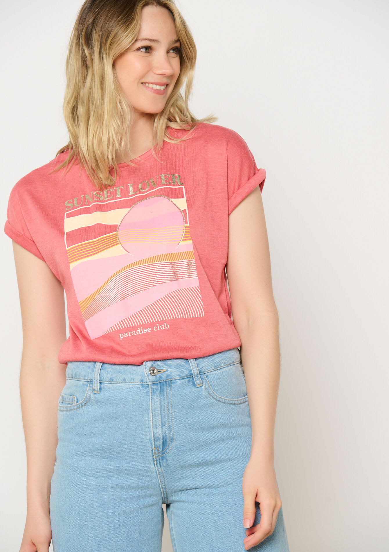Tropical print t-shirt, Tropical print t-shirt - COSMETIC PINK - 02301690_5733