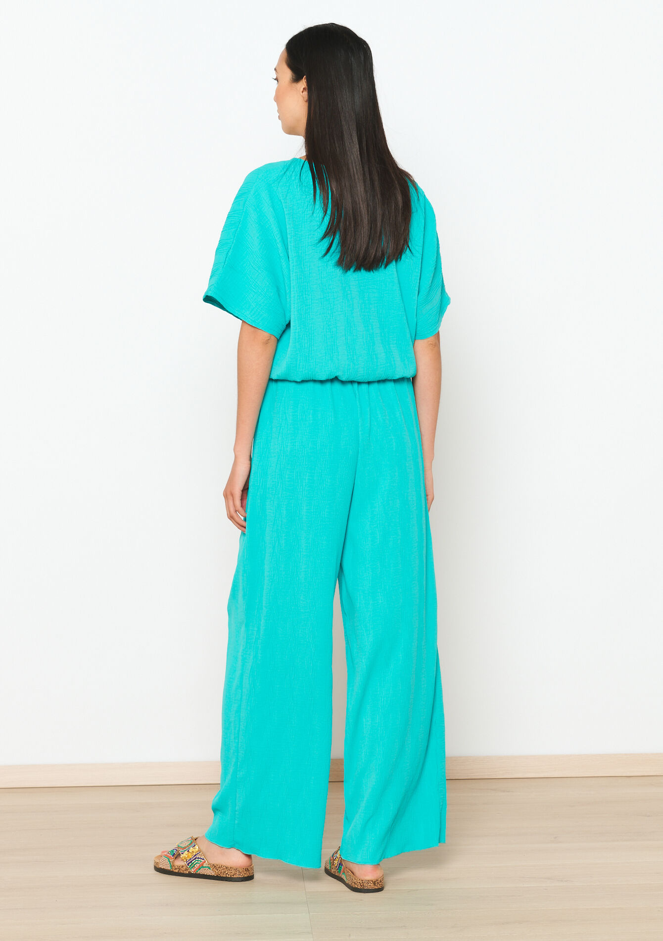 Loose trousers with pleats, Loose trousers with pleats - BLUE LAGOON - 06600850_2521