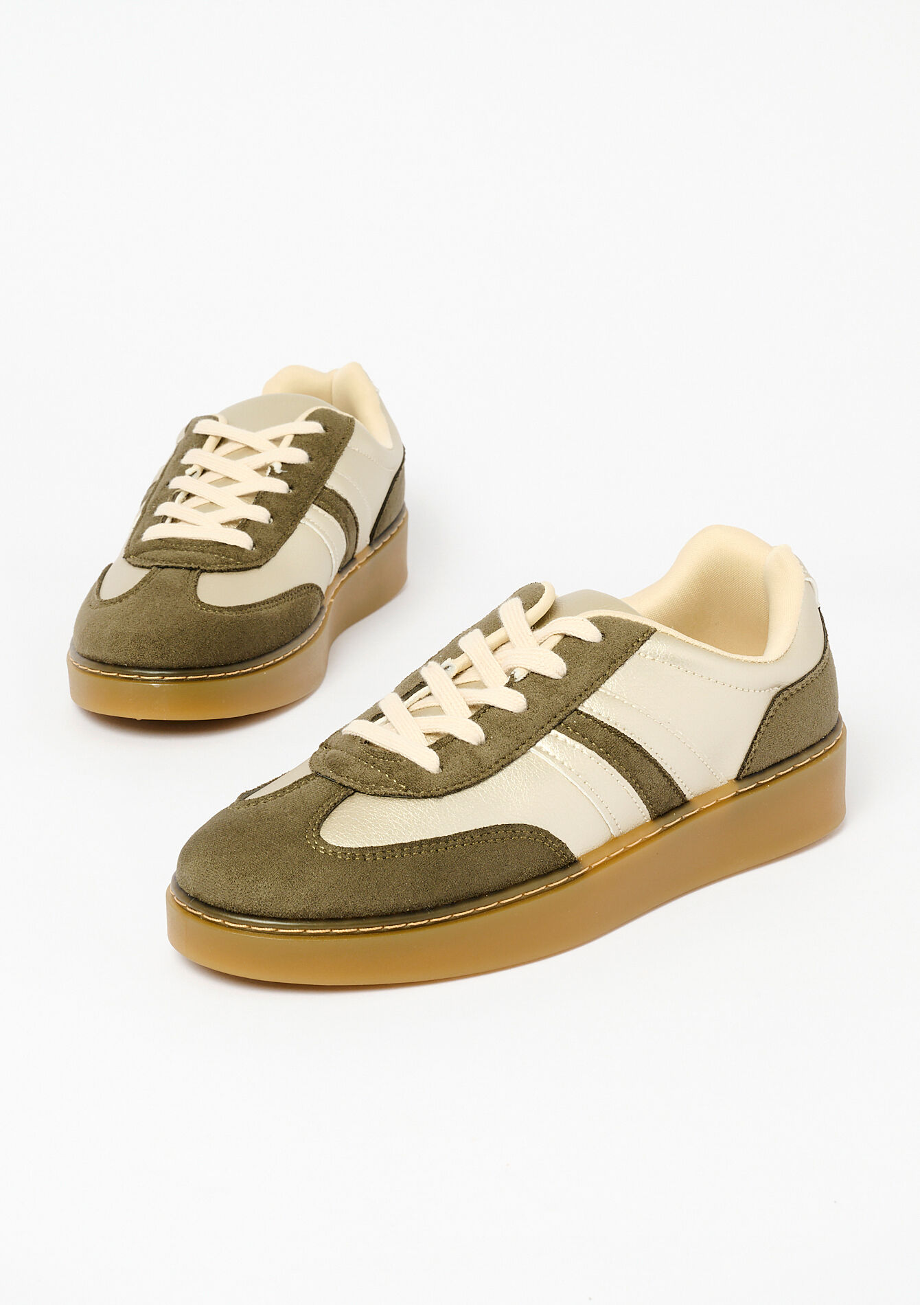 Trainers with thick sole, Trainers with thick sole - KHAKI MINT - 13000766_2542