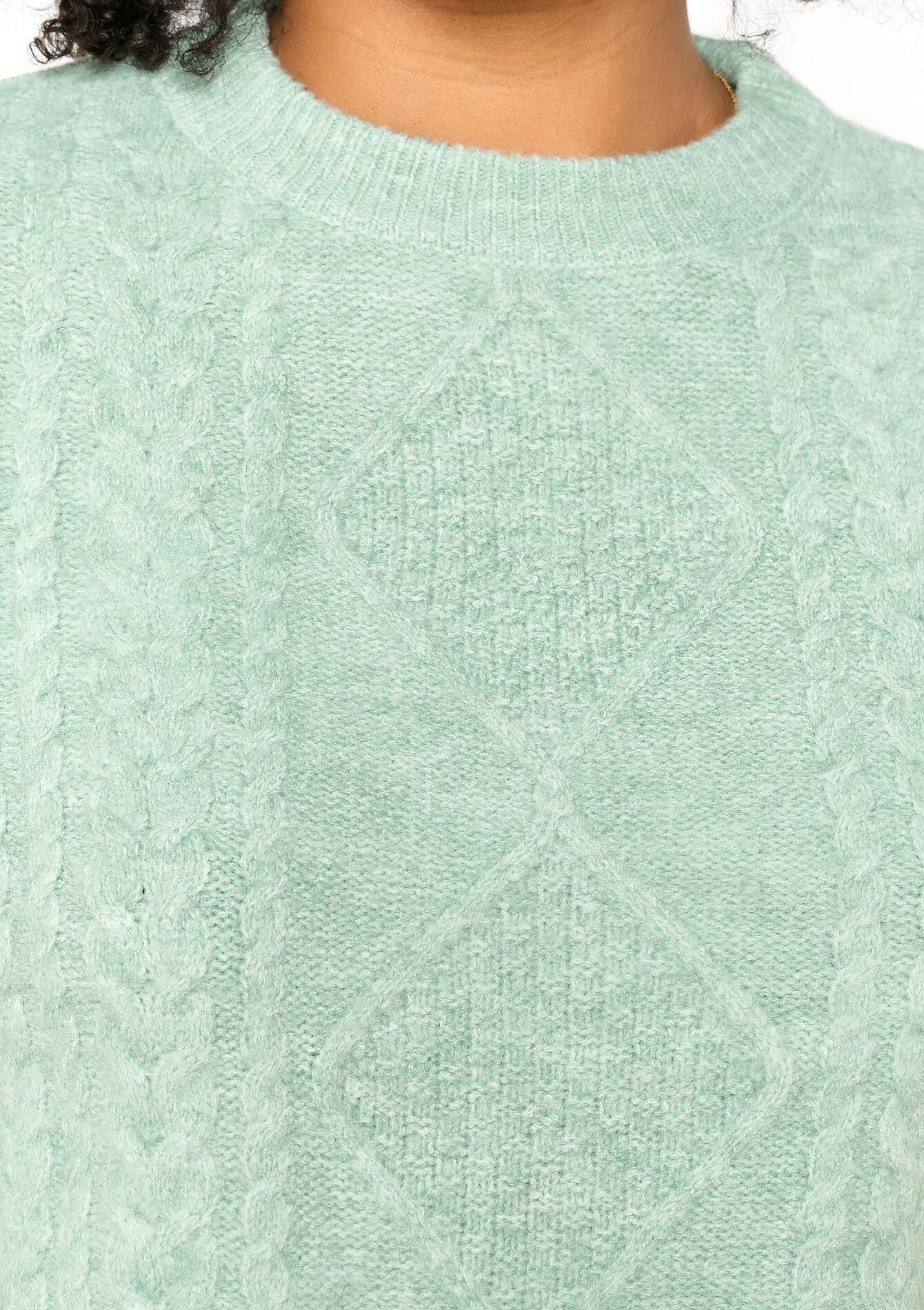 Kabelgebreide trui, Kabelgebreide trui - MINT GREEN - 04006575_1723