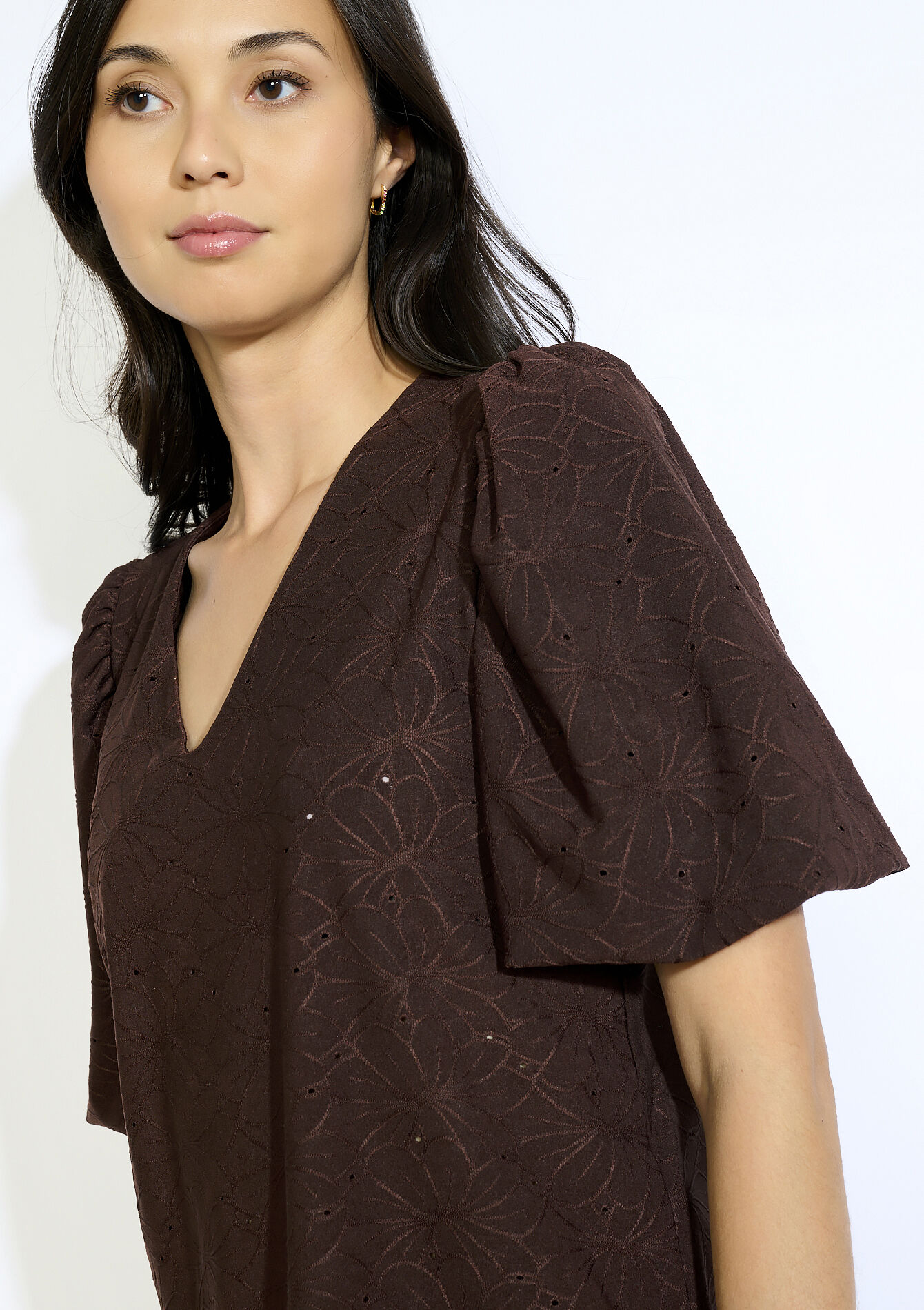 Top met pofmouwen, Top met pofmouwen - BROWN DARK CHOCOLATE - 02301892_3720