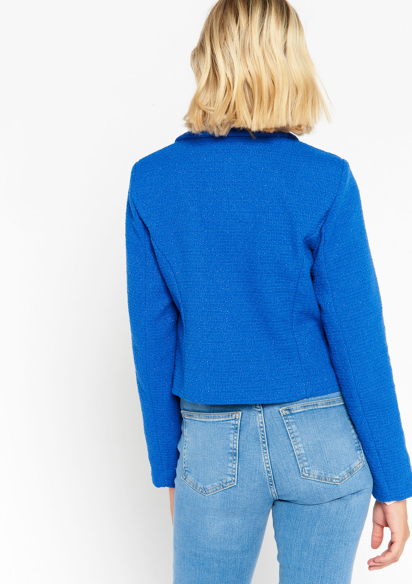 Korte tweed blazer, Korte tweed blazer - ELECTRIC BLUE - 09100825_1619