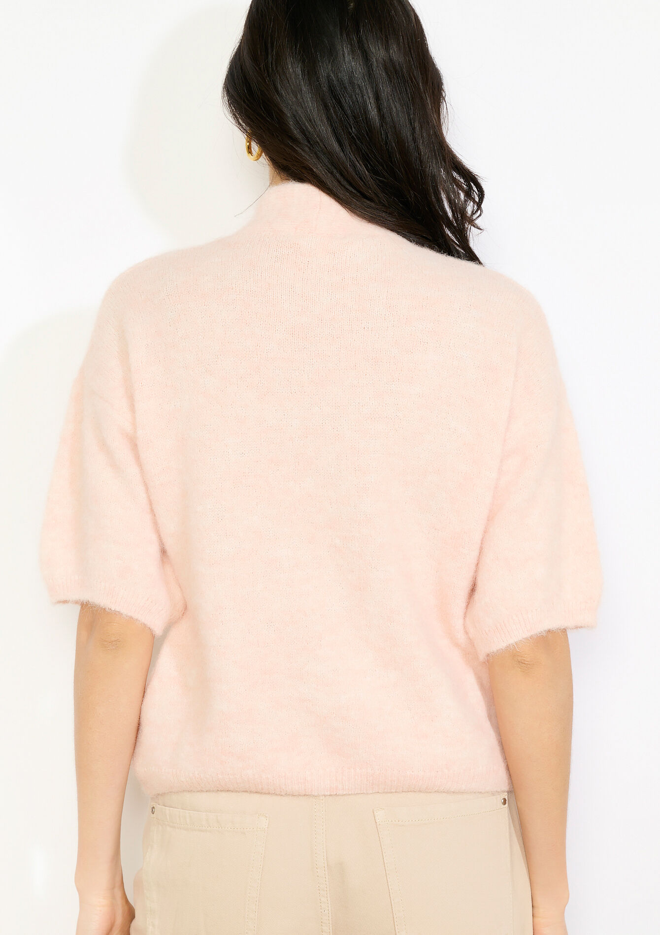 Pull noeud en maille duveteuse, Pull noeud en maille duveteuse - NUDE PINK - 04007228_1301
