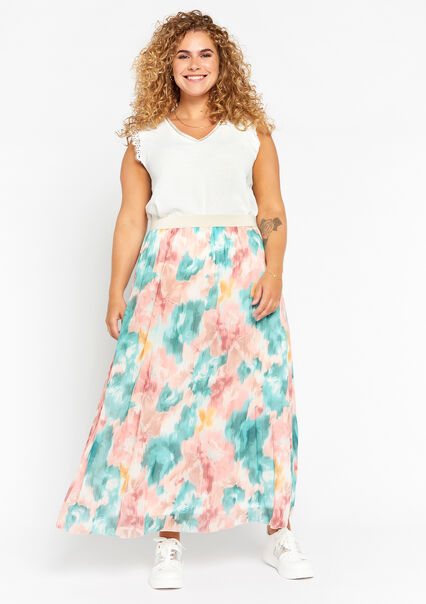 Maxi skirt with pleats - ALMOND GREEN - 07101152_1724