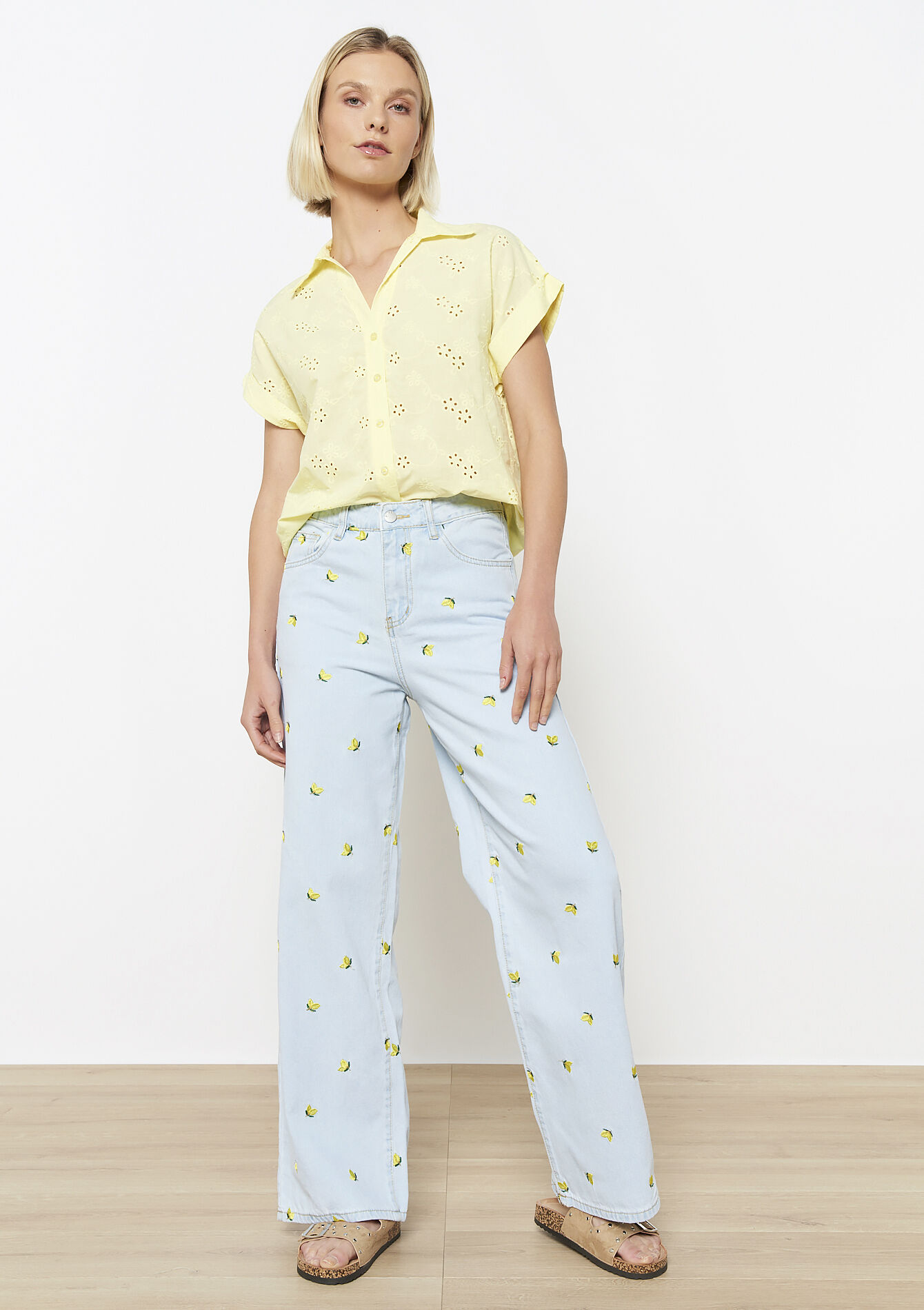 Jean large à taille haute, Jean large à taille haute - BLUE BLEACHED - 22000613_0502