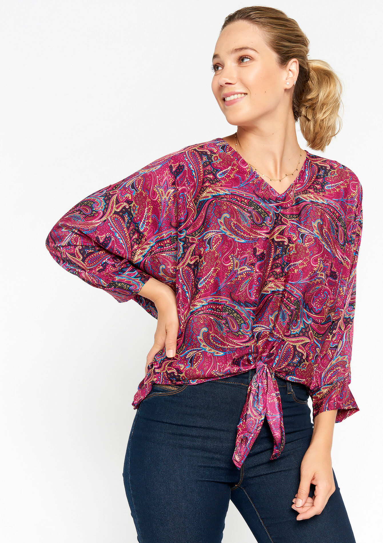 Blouse met paisleyprint - FUCHSIA - 05702253_5626