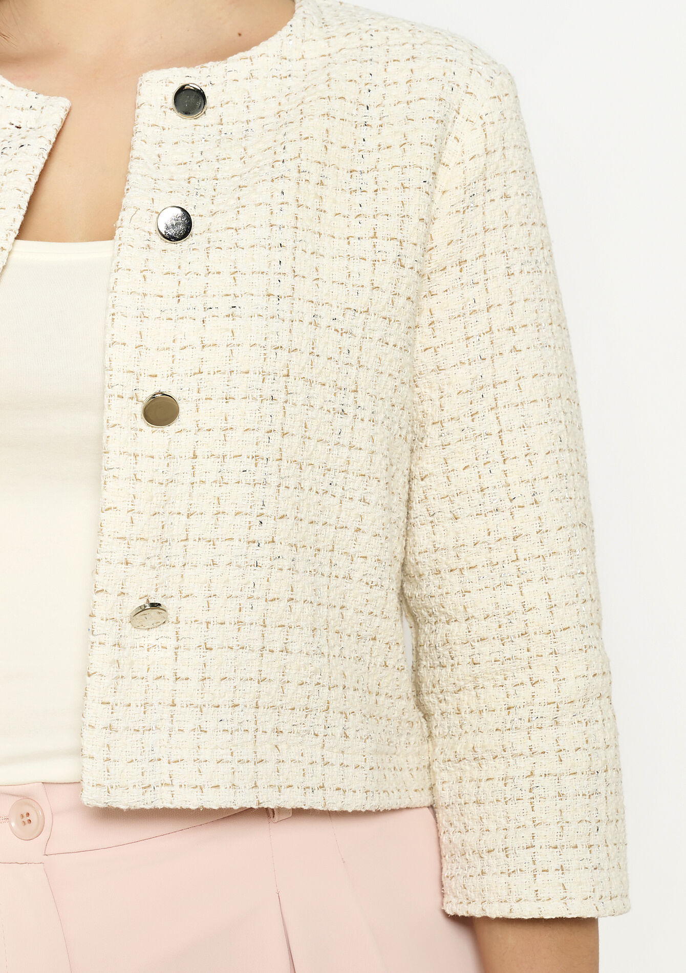 Veste courte en tweed, Veste courte en tweed - LT BEIGE - 09101053_2527