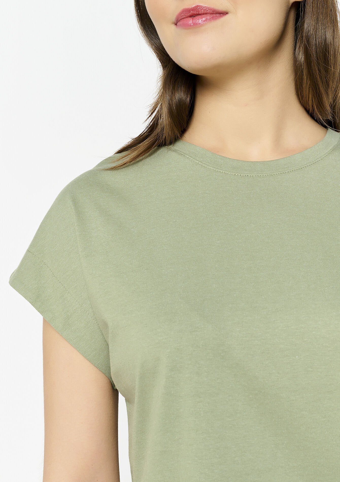 Basic katoenen T-shirt - KHAKI FADED - 02301672_4326