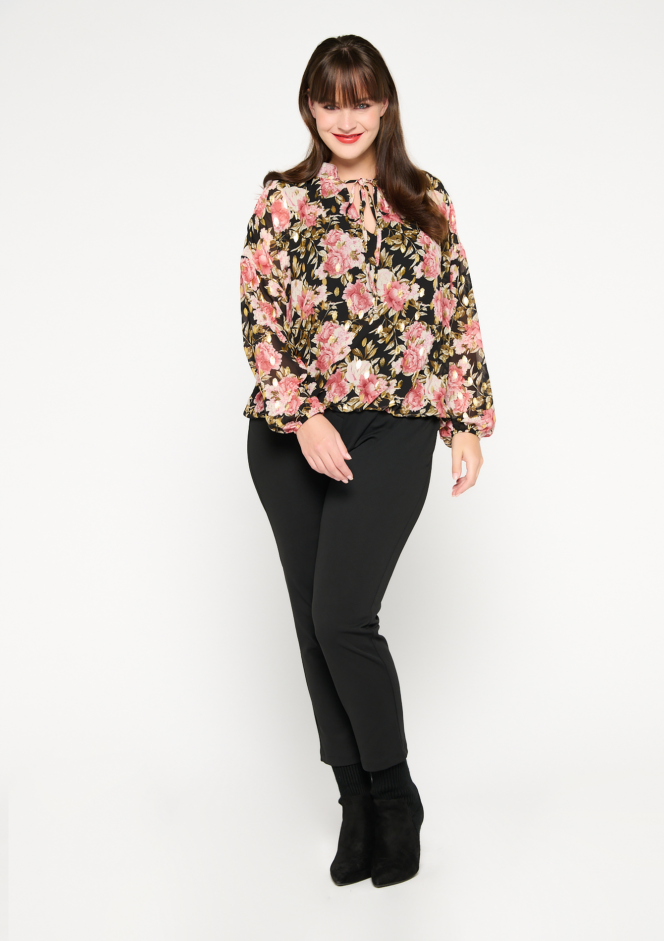 Blouse a fleurs a manches longues