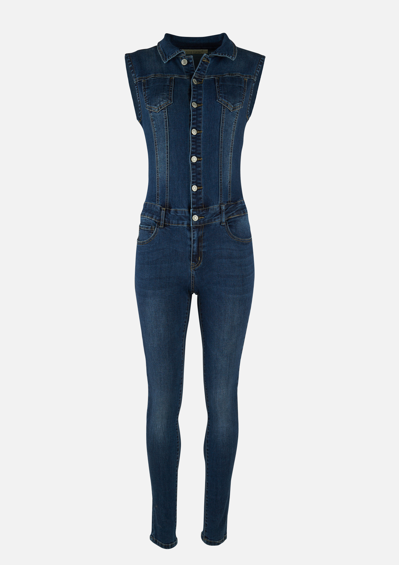 Jumpsuit skinny denim met knopen LolaLiza