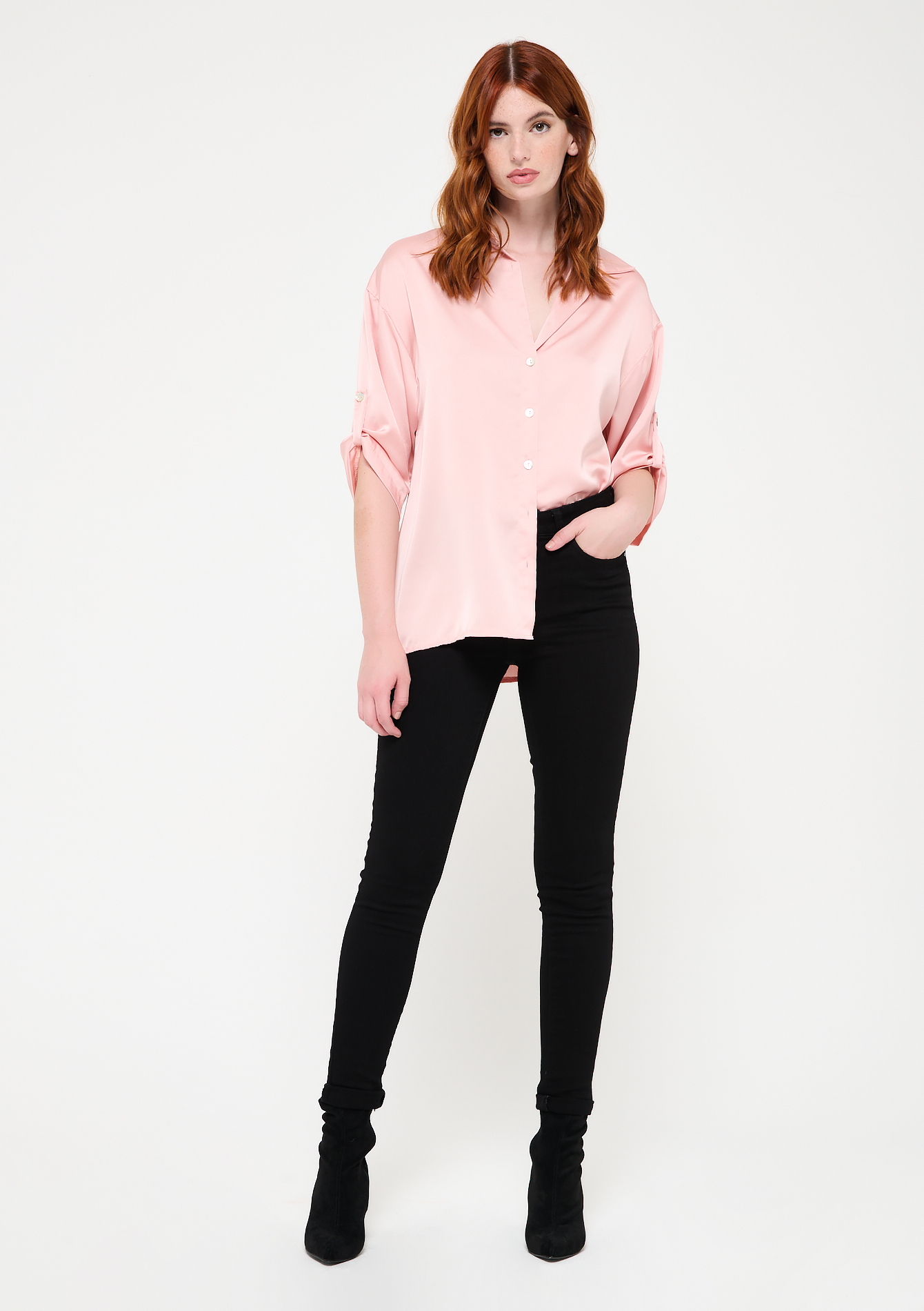 Chemisier en satin manches mi-longues